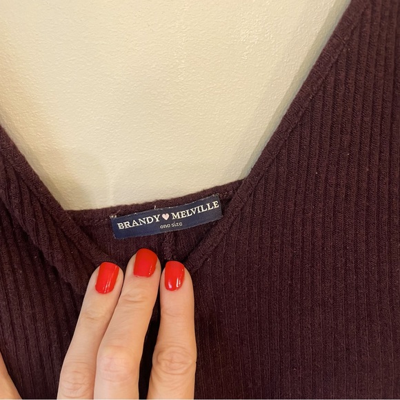 Rich Plum Brandy Melville Cropped Tank- One Size - Picture 2 of 4
